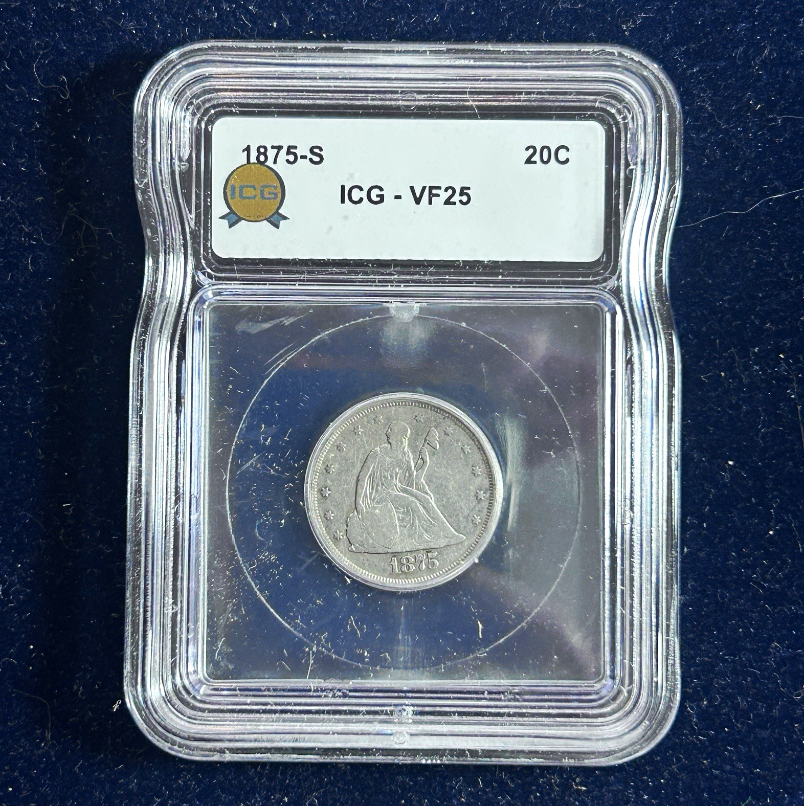 1875-S US 20C Twenty Cent Piece ICG VF25 