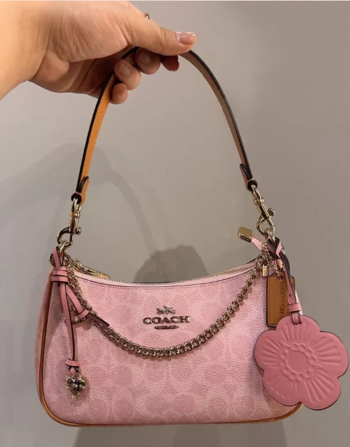NWT Coach Teri Shoulder Bag Powder Pink Gold Signature Charms CEA20 NWT Coach Teri Shoulder Bag Powder Pink Gold Signature Charms CEA20