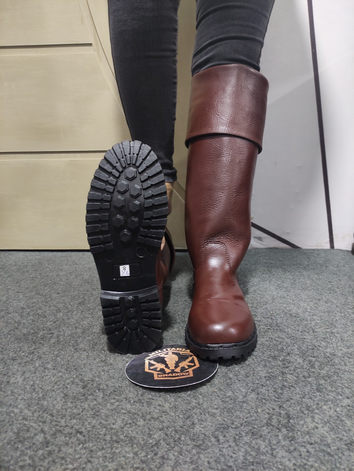 Revolutionary War Colonial Riding Leather Boot With Rubber Sole, Riding Boot Revolutionary War Colonial Riding Leather Boot With Rubber Sole, Riding Boot