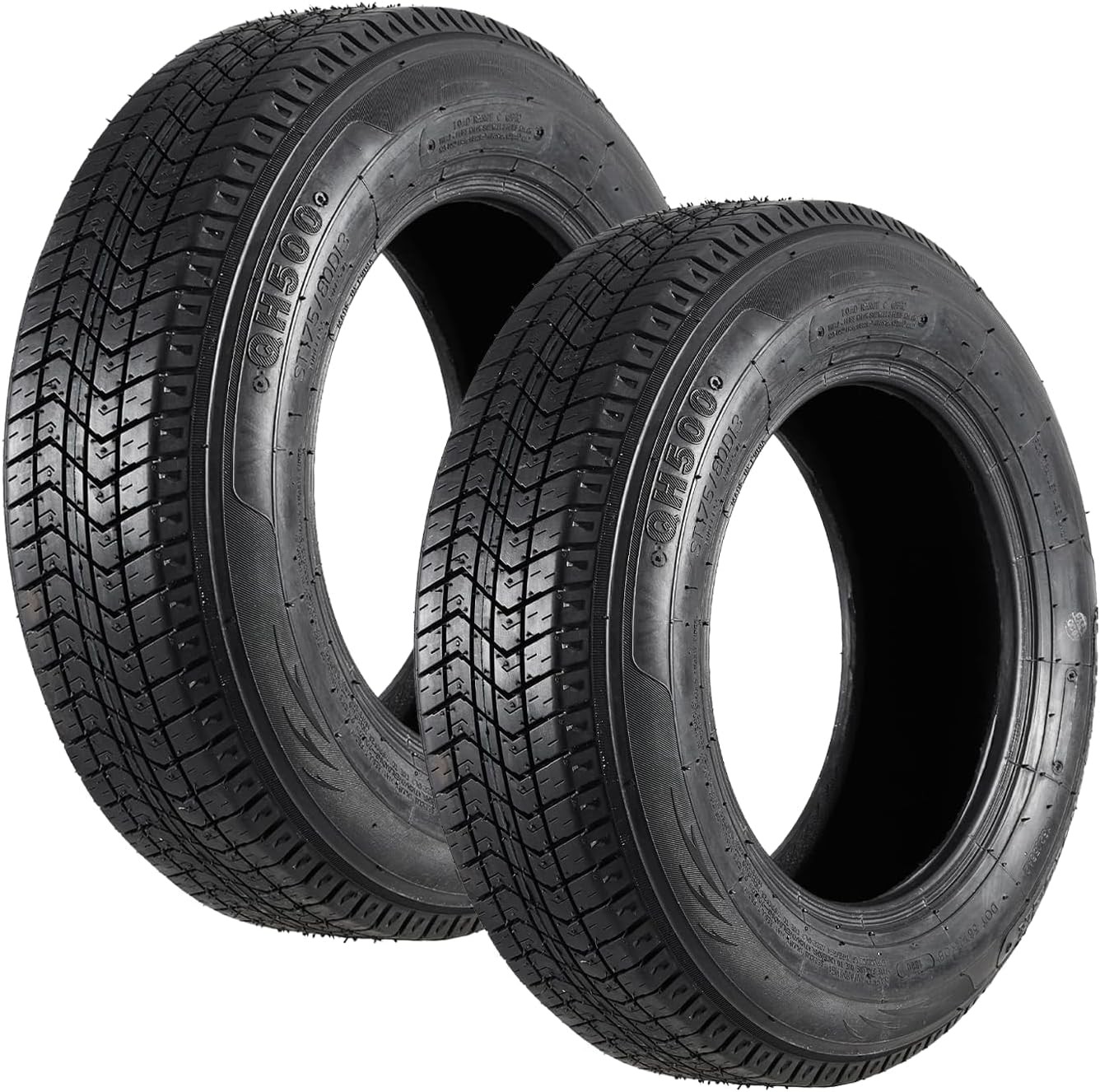 2PCS ST205/75D14 Trailer Tires Heavy Duty 205 75 14 Tubeless 6Ply Load Range C