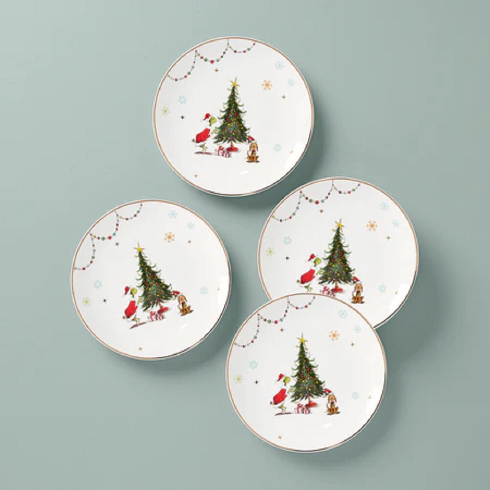Lenox China Christmas MERRY GRINCHMAS Dinner Plates - Set of Four - N/O
