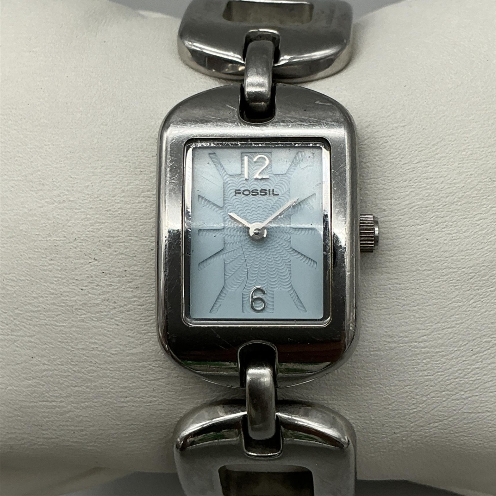 Fossil F2 ES-1826 Womens Watch 20mm Blue Dial Stainless Steel New Battery 6.5\