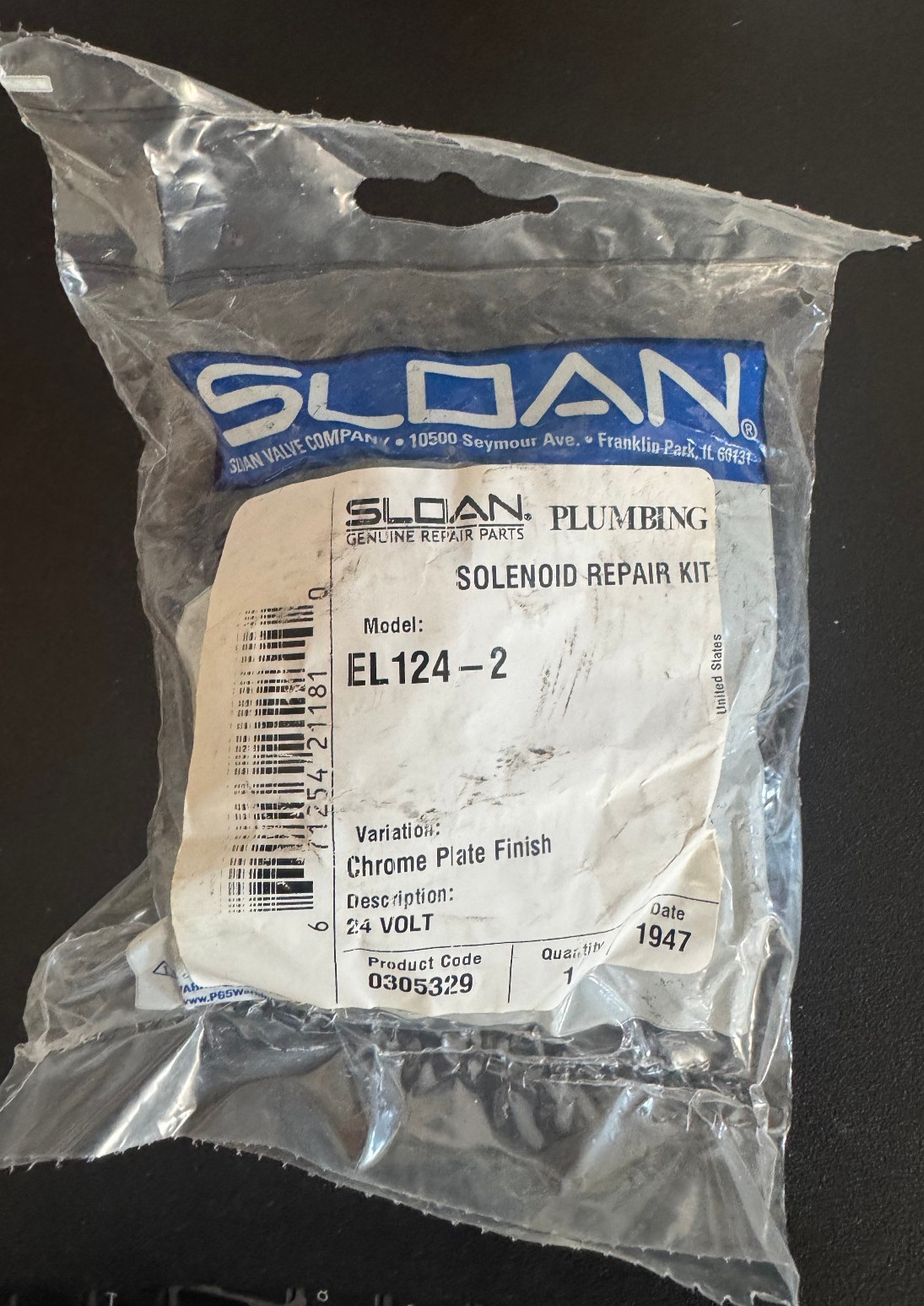 SLOAN EL124-2 Solenoid Assembly, Sloan 3EPY3
