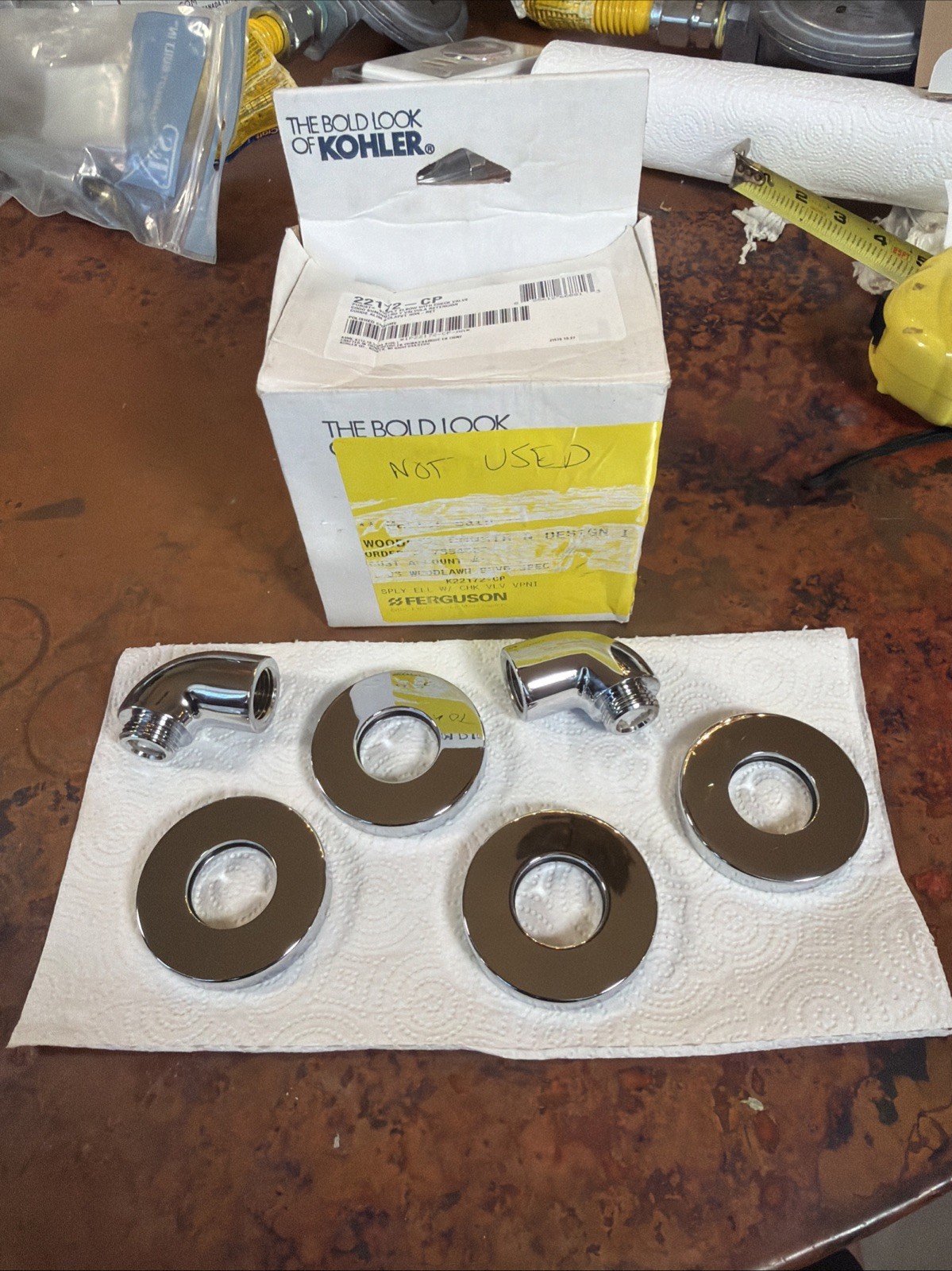 Set Of 2 Kohler K-22172-CP Purist Supply Elbow W/ Check Valve Open Box
