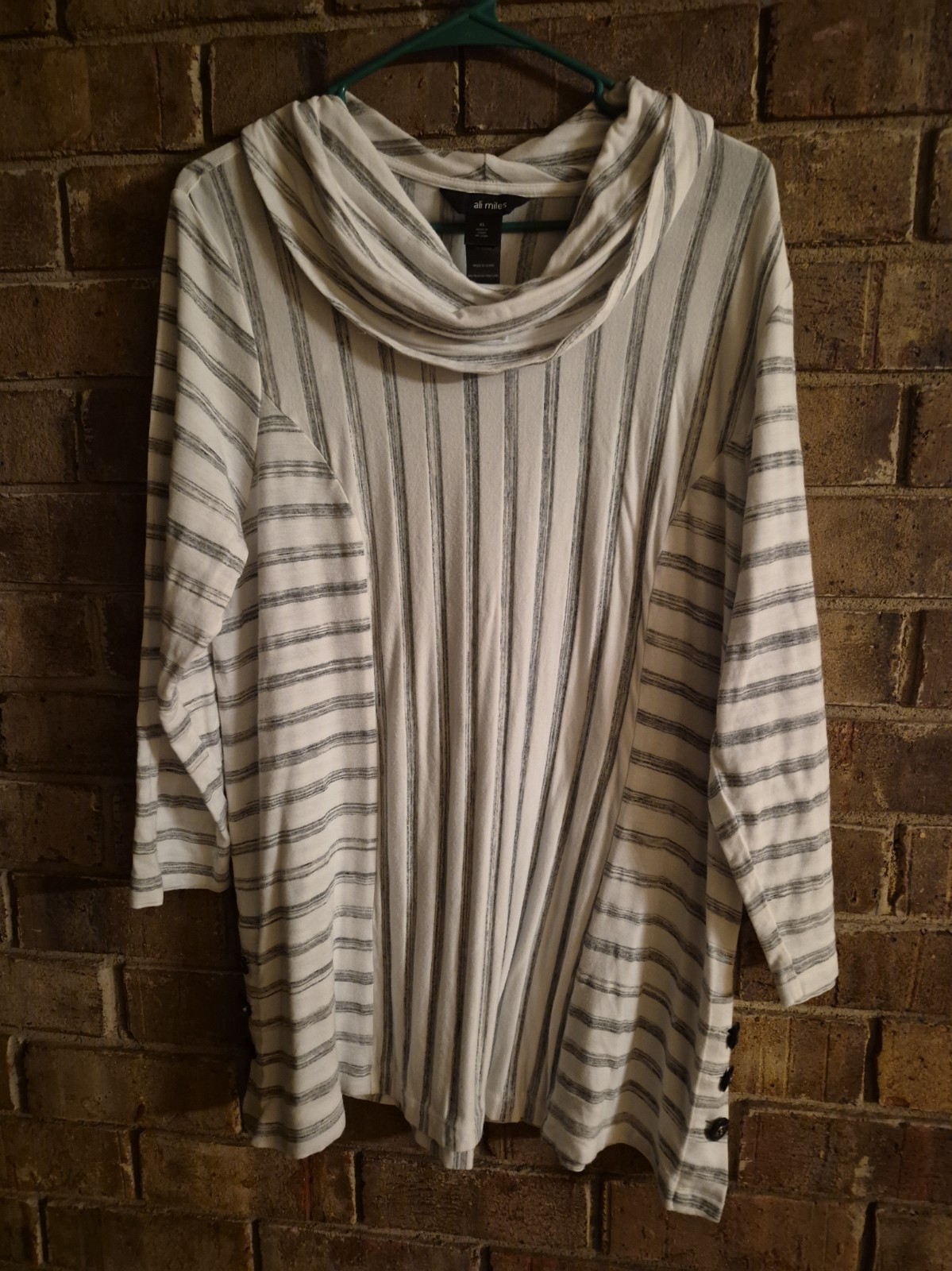 Ali Miles striped cowl neck tunic top