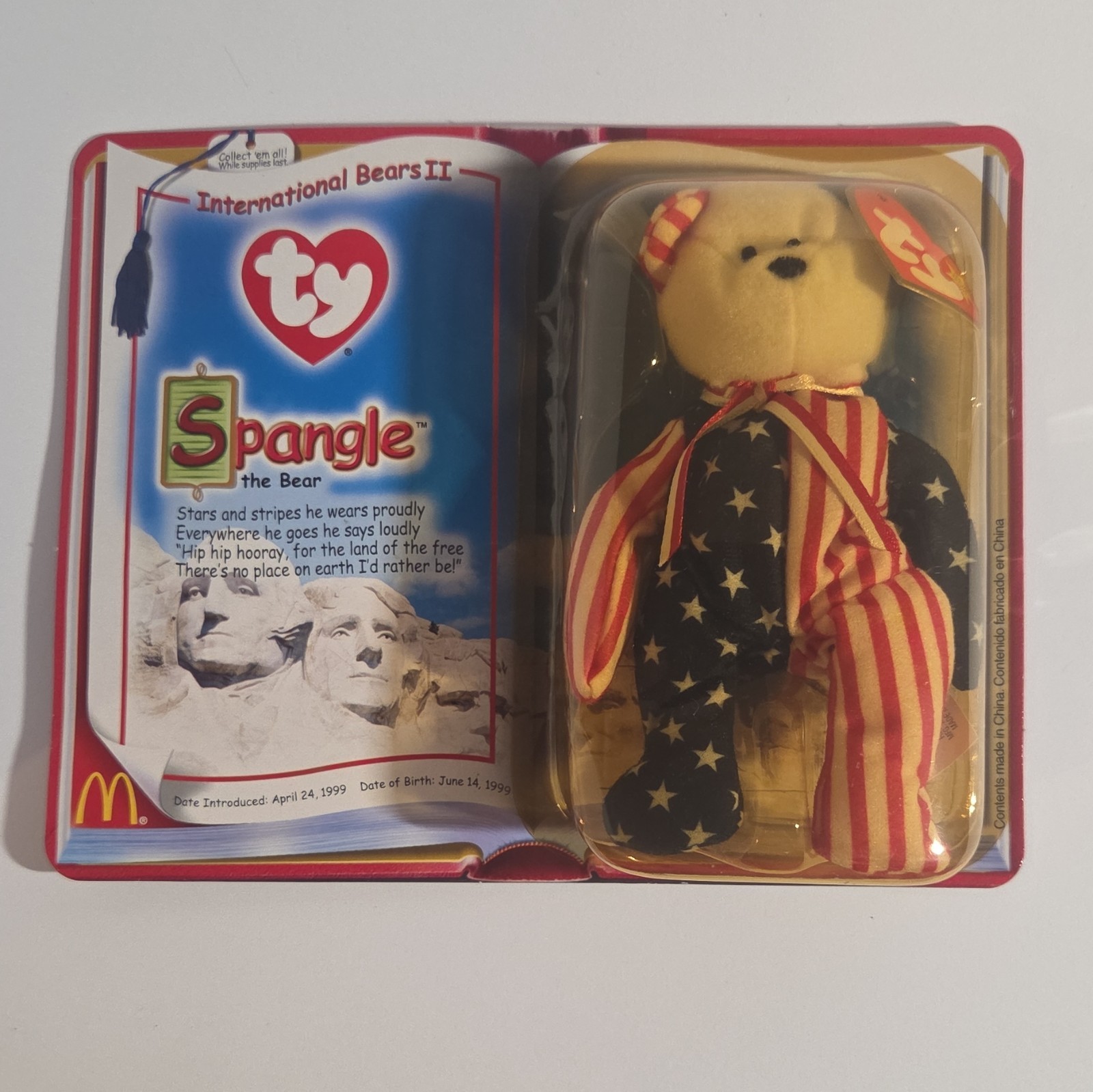 MINT 1999 McDonald\'s Ty Teenie Beanie Baby Spangle the Bear Sealed Package New