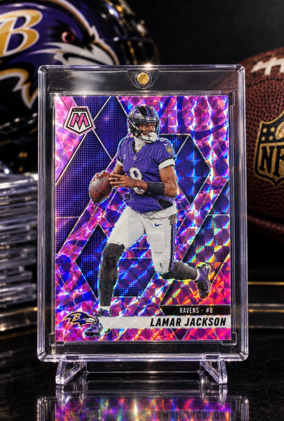 2025 Mosaic Lamar Jackson PURPLE SHORT PRINT COLOR MATCH INVEST Ravens #3 2025 Mosaic Lamar Jackson PURPLE SHORT PRINT COLOR MATCH INVEST Ravens #3