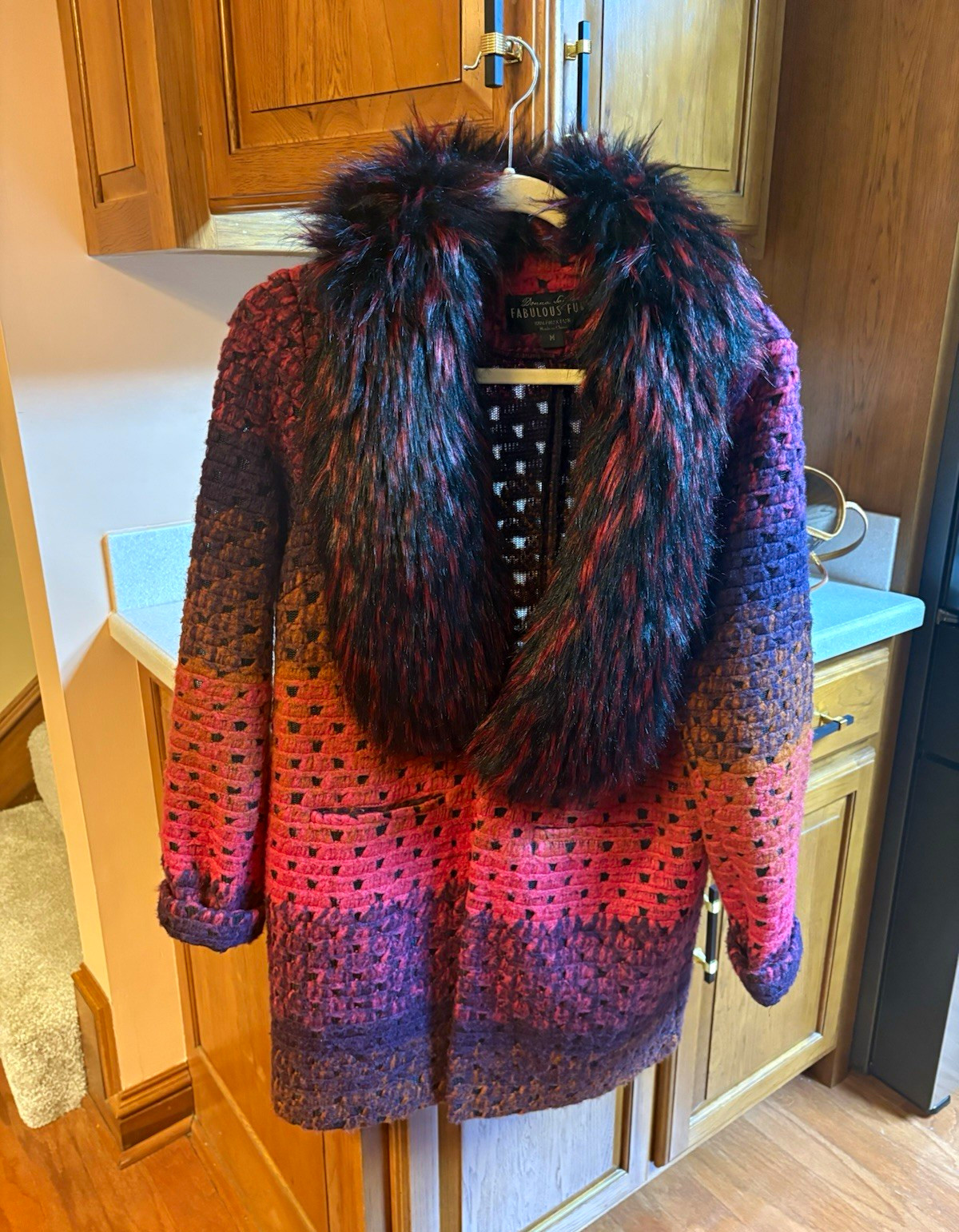 Donna Salyers Fabulous Furs Colorblock Multicolor Mid-Length Coat M Donna Salyers Fabulous Furs Colorblock Multicolor Mid-Length Coat M