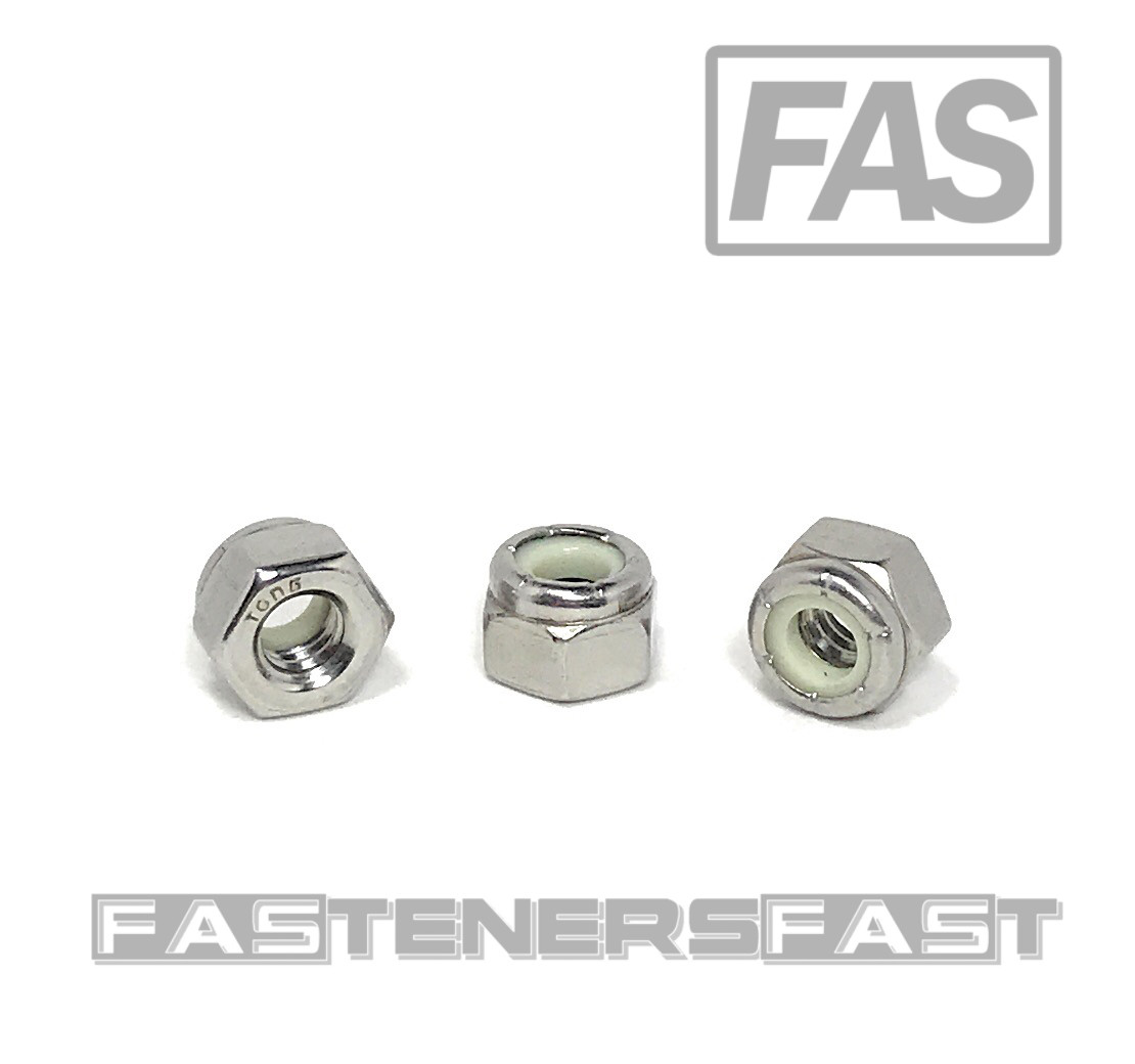 (100) 1/4-20 Stainless Steel Nylon Insert Lock Nuts -Locking Hex Nuts 1/4-20