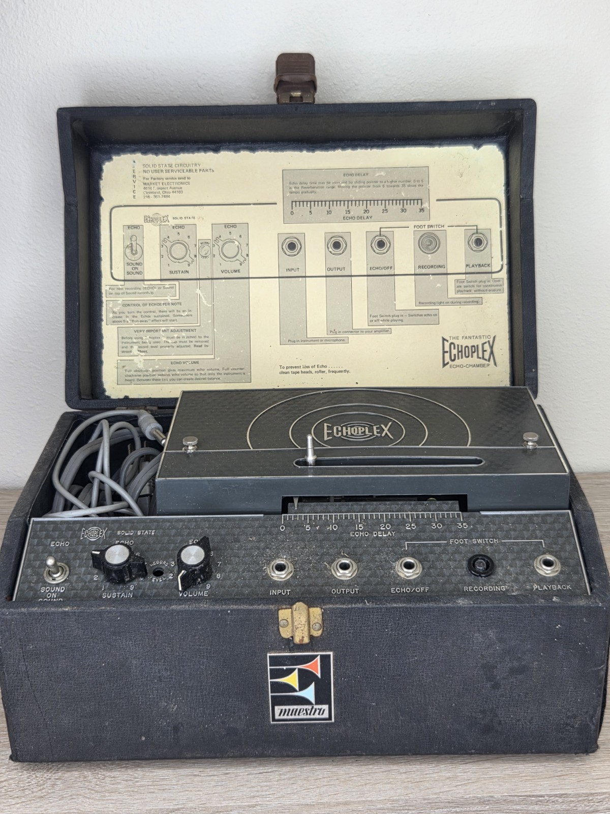 POWERS ON - Maestro EchoPlex EP-4 Tape Echo Machine 1970s Black With Foot Switch