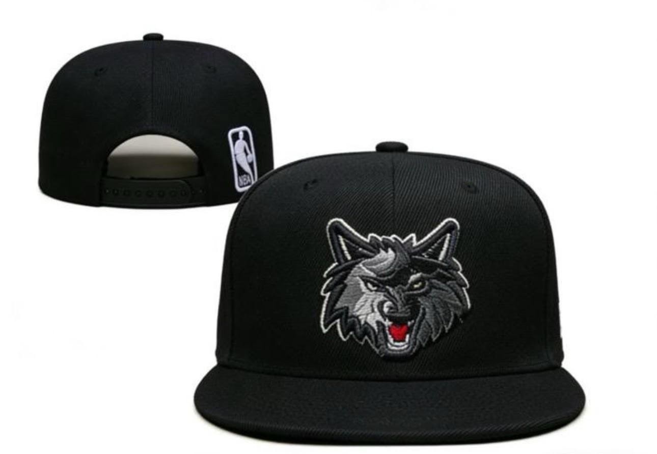 Minnesota Timberwolves Black Snapback Hat Flat Bill Adjustable Cap OSFM