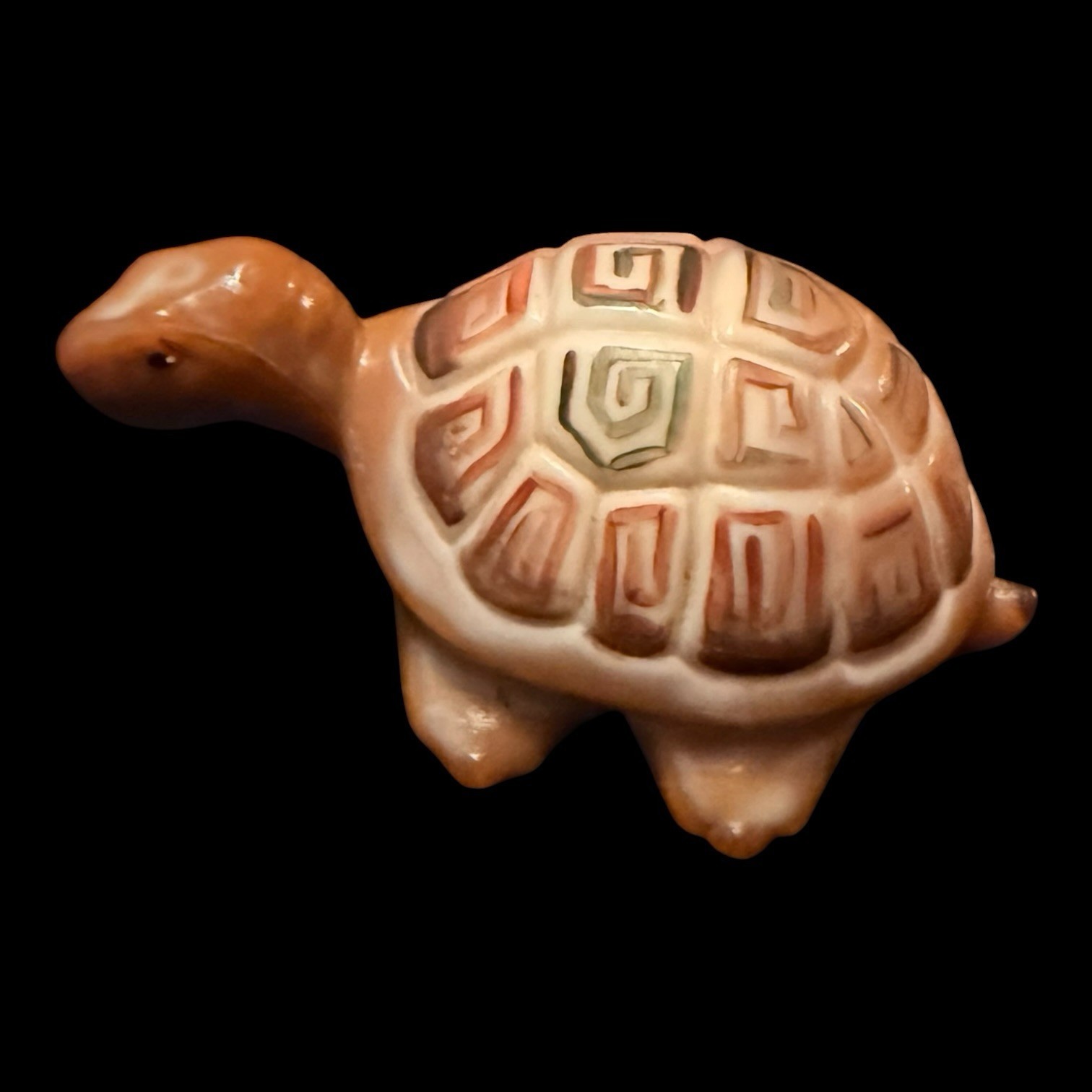 VTG Fenton Chocolate Slag Glass Hand Painted Turtle Figurine Signed 4.5”