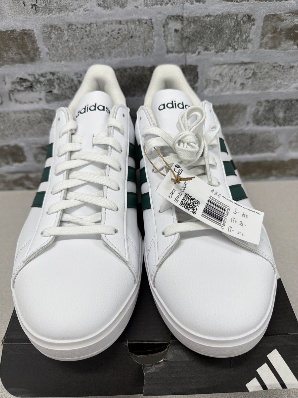 Adidas Grand Court 2.0 Cloudfoam White Collegiate Green | Size 11 | Ships Fast Adidas Grand Court 2.0 Cloudfoam White Collegiate Green | Size 11 | Ships Fast
