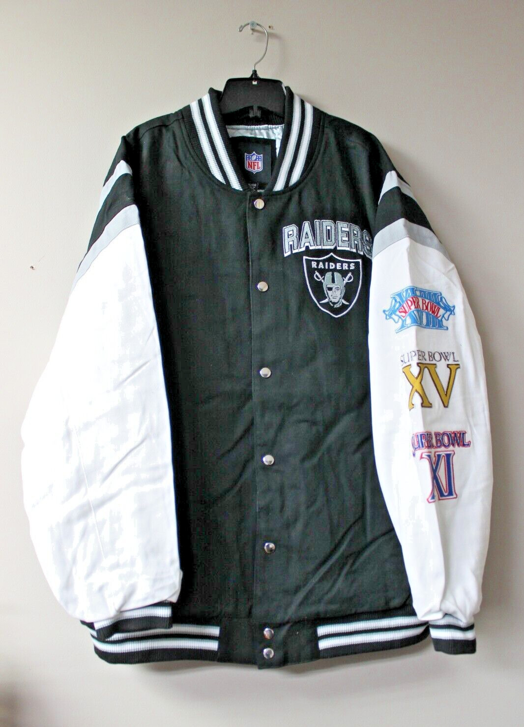 New NFL Oakland Raiders 3X Champions insulated cotton embroidery jacket men 3XL
