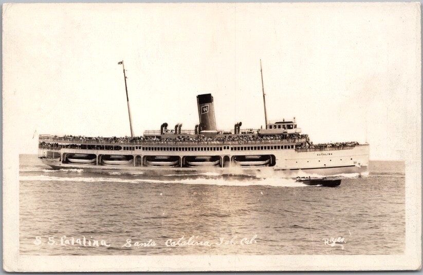 c1930s S.S. CATALINA California Photo RPPC Postcard Steamship / Ferry to Island