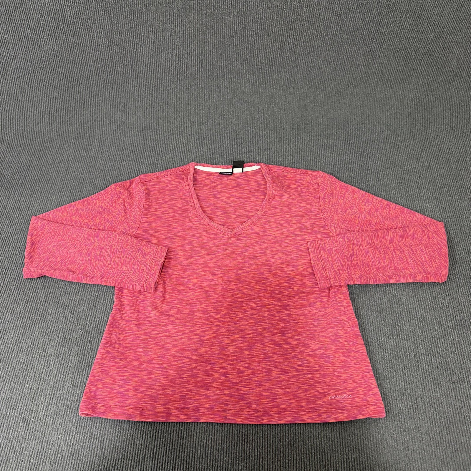 Patagonia Shirt Womens Large Pink Organic Cotton 3/4 Sleeve V-Neck Stretch Top