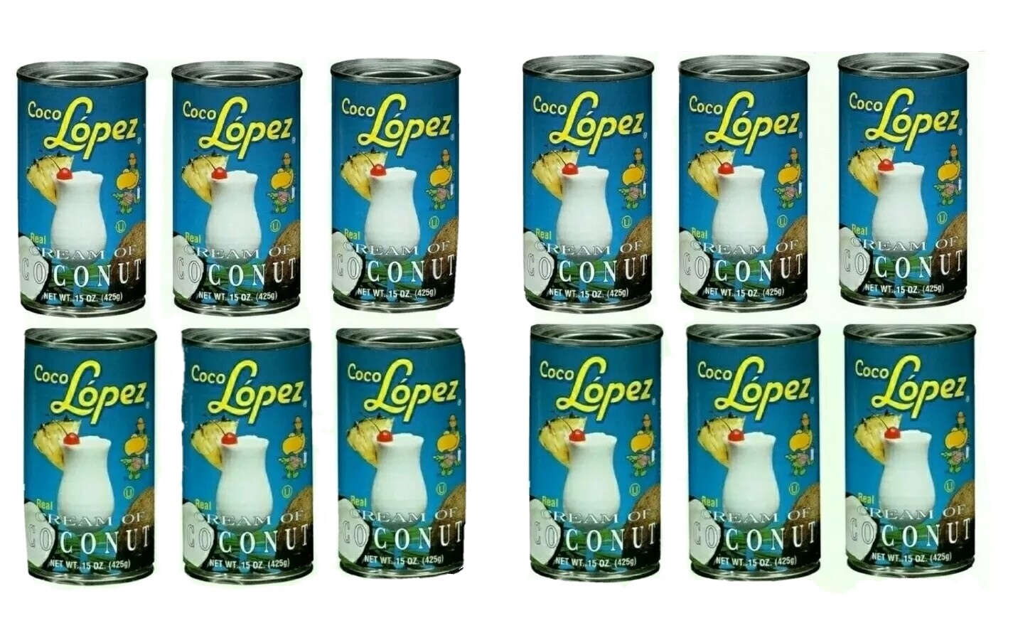 12 Cans-15oz. Coco Lopez Real Cream Of Coconut for Piña Colada & others Desserts