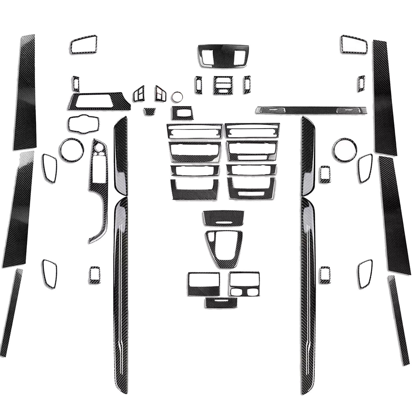 60Pcs Real Carbon Fiber Kits Full Interior Trim For BMW 3 Series E90 E92 05-2012