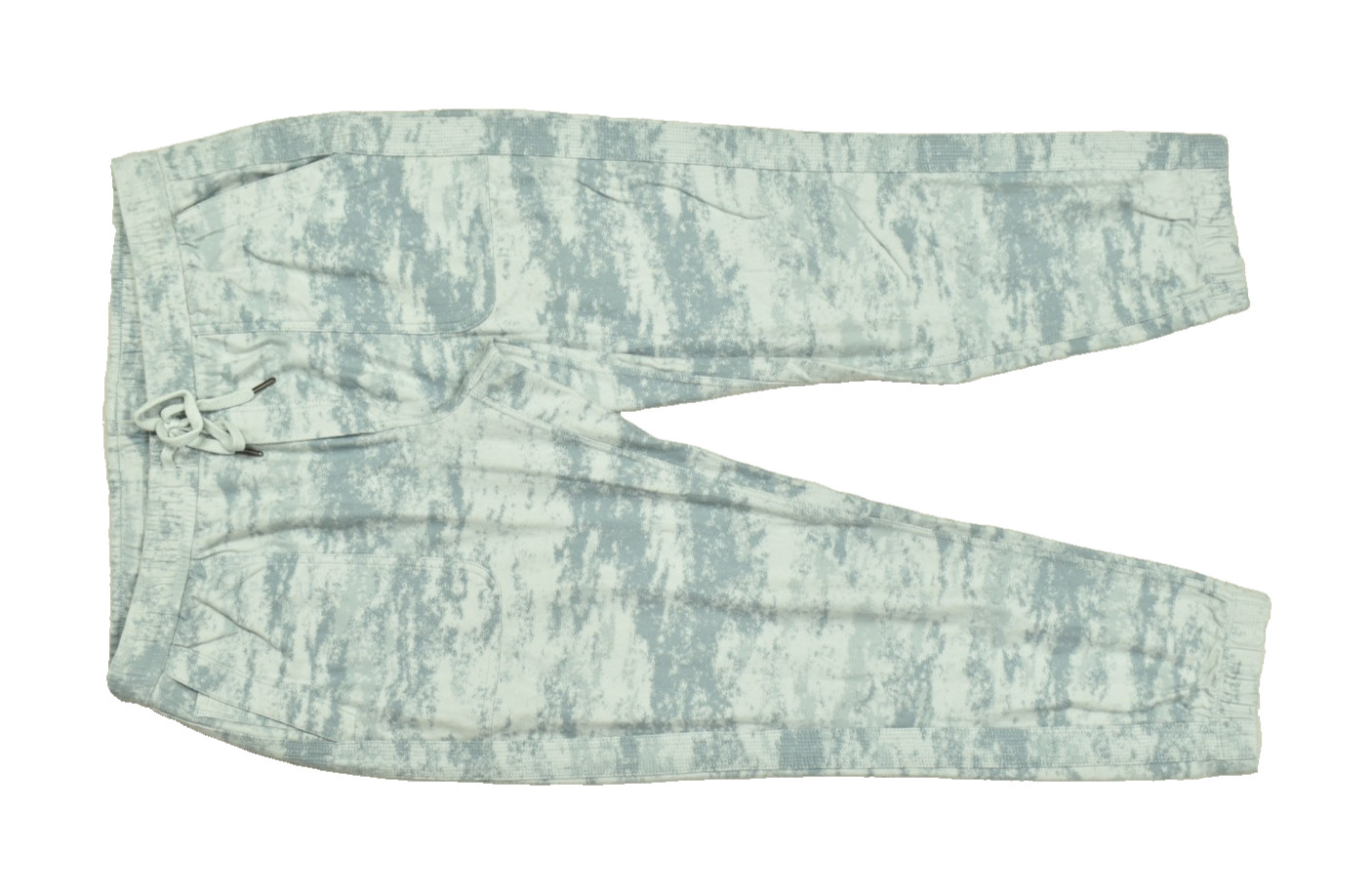 Athleta Womens L Farallon Jogger Pants Blue Camo Acid Wash Drawstring Cotton Athleta Womens L Farallon Jogger Pants Blue Camo Acid Wash Drawstring Cotton