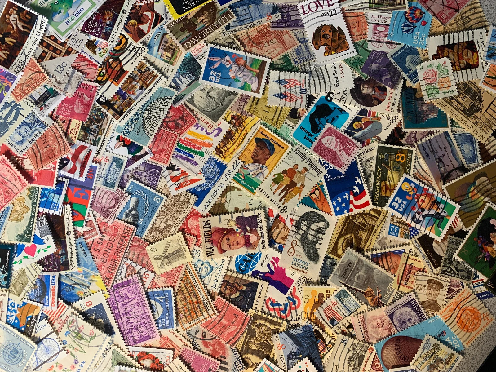 100+ US Vintage Postage Stamps Off Paper - NO DUPLICATES & 