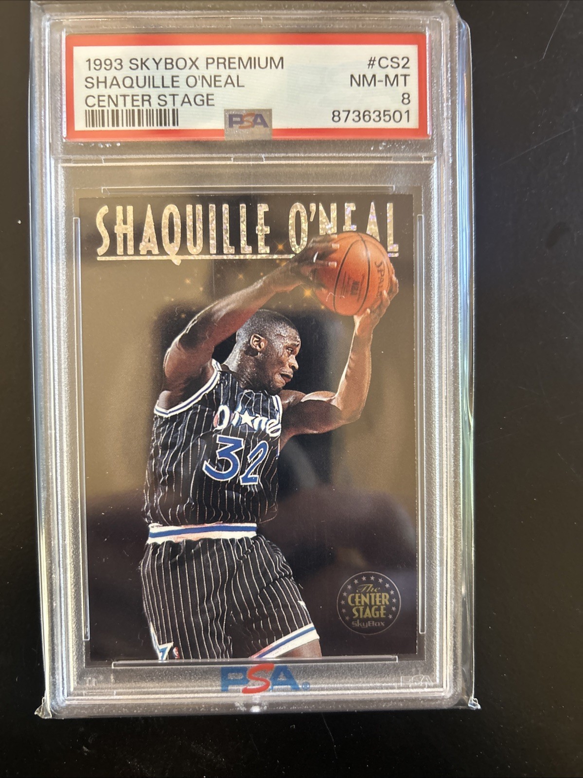 1993-94 Skybox Premium - The Center Stage Shaquille O\'Neal #CS2 PSA 8 1993-94 Skybox Premium - The Center Stage Shaquille O\'Neal #CS2 PSA 8