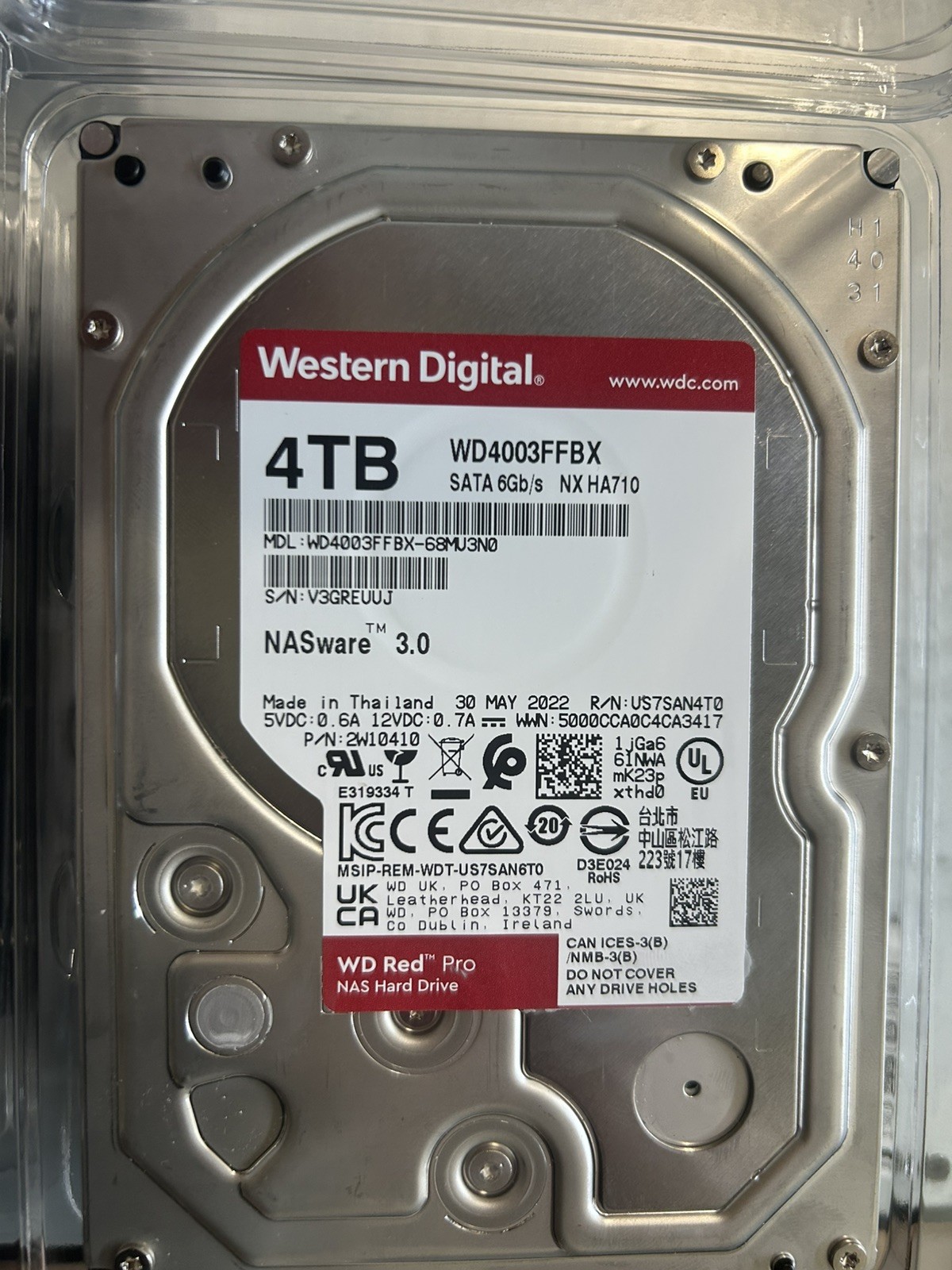 WD Red Pro WD4003FFBX 6U3N0 4TB SATA Hard Drive SMART passed WD Red Pro WD4003FFBX 6U3N0 4TB SATA Hard Drive SMART passed
