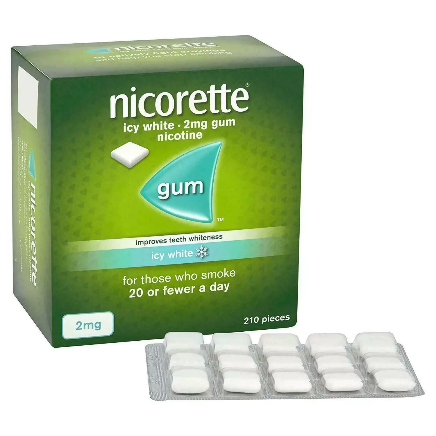 Nicorette Gum Icy White 2mg 210 Pieces - SHIPS EXTRA SUPER FAST FROM USA