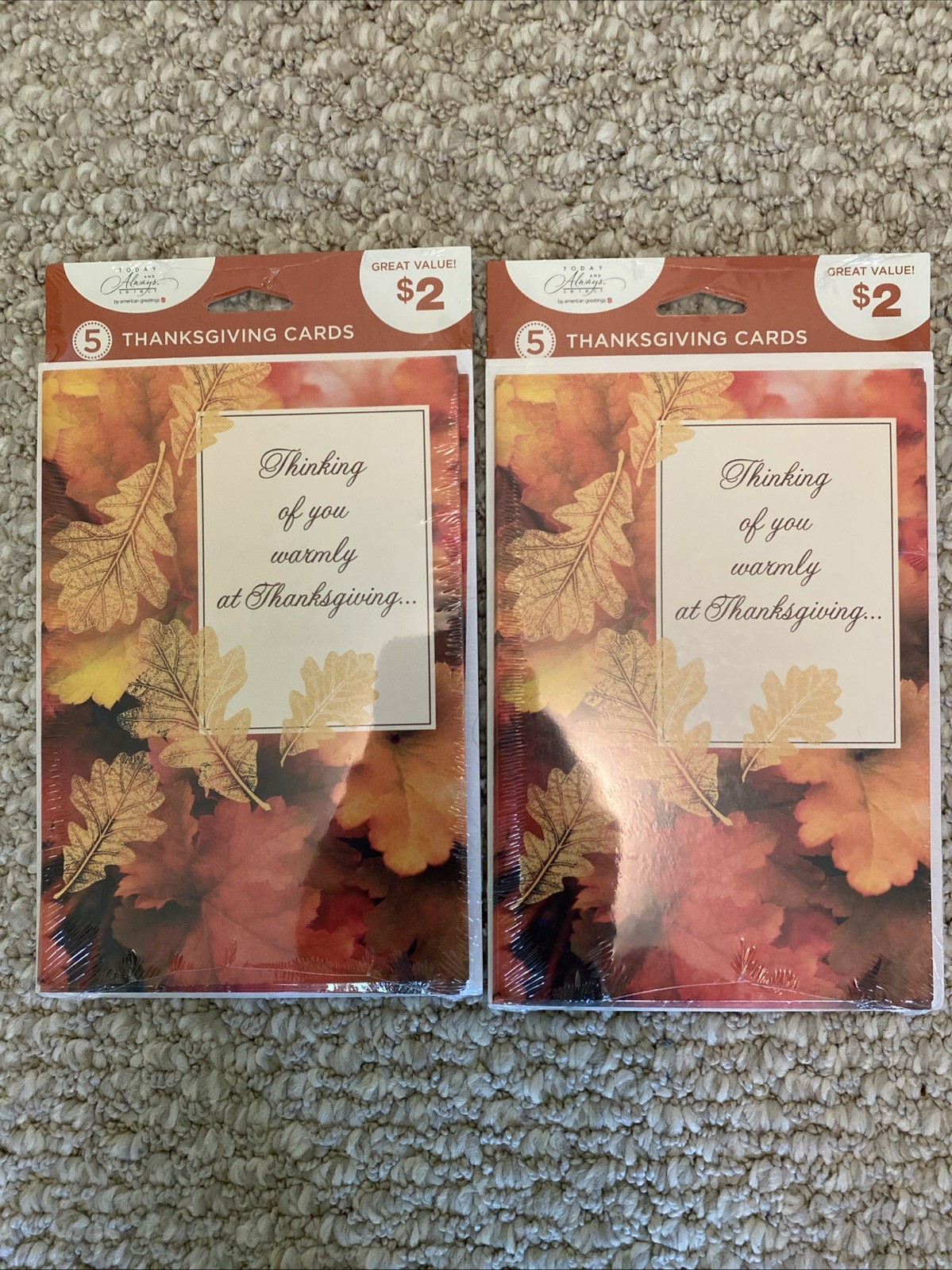 American Greetings Thanksgiving Cards. 2 Packages With 5 Cards And Envelopes American Greetings Thanksgiving Cards. 2 Packages With 5 Cards And Envelopes