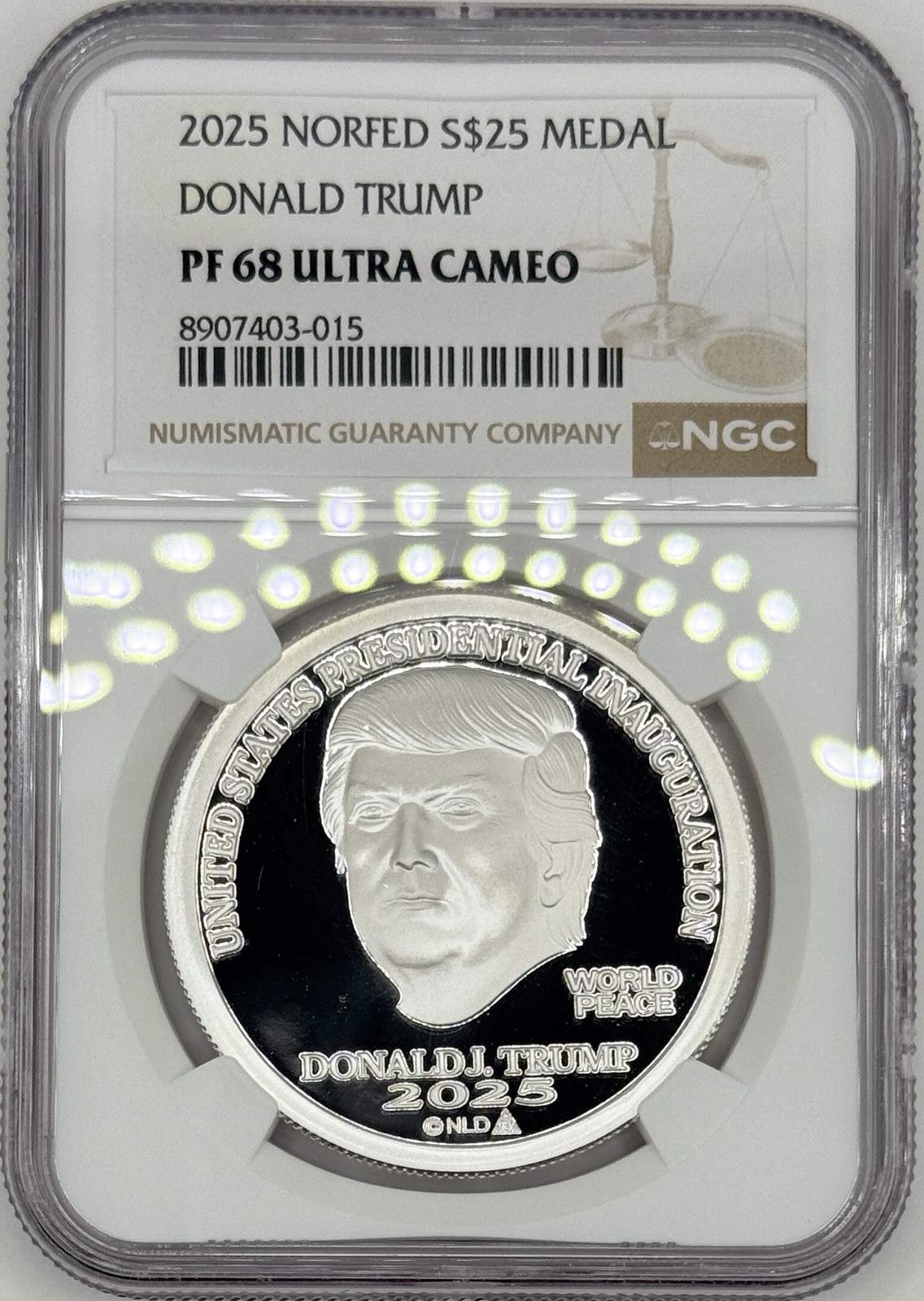 2025 NORFED Trump $25 1oz Silver NGC PF68 Ultra Cameo Mintage 125