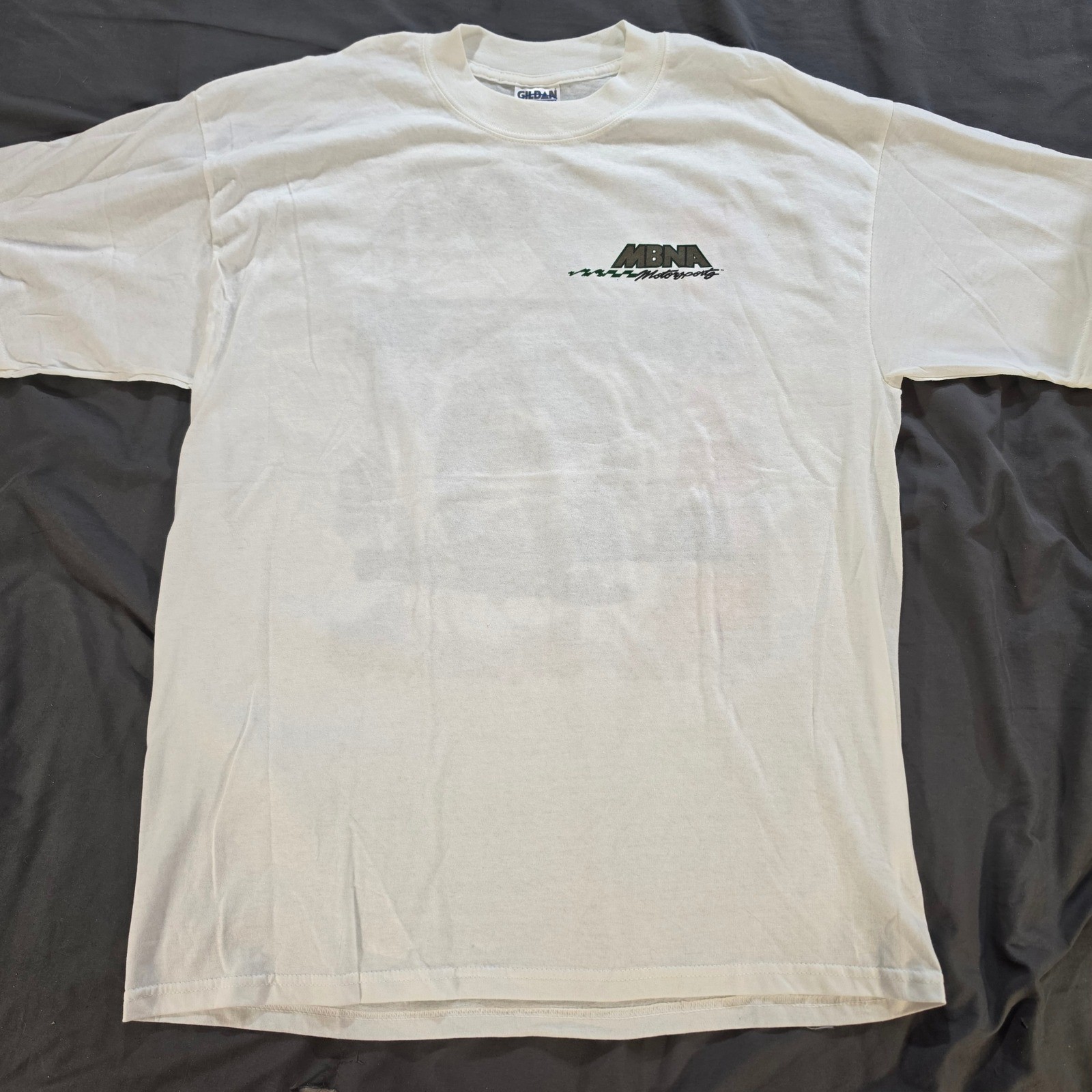 Vtg 2000s MBNA Racing Mens XL T-Shirt White Back Graphic Pure Adrenaline Helmet