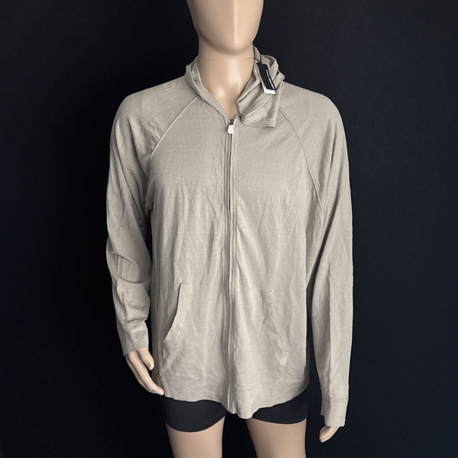 James Perse Men 4 Linen Blend Hoodie Full Zip Retail $720