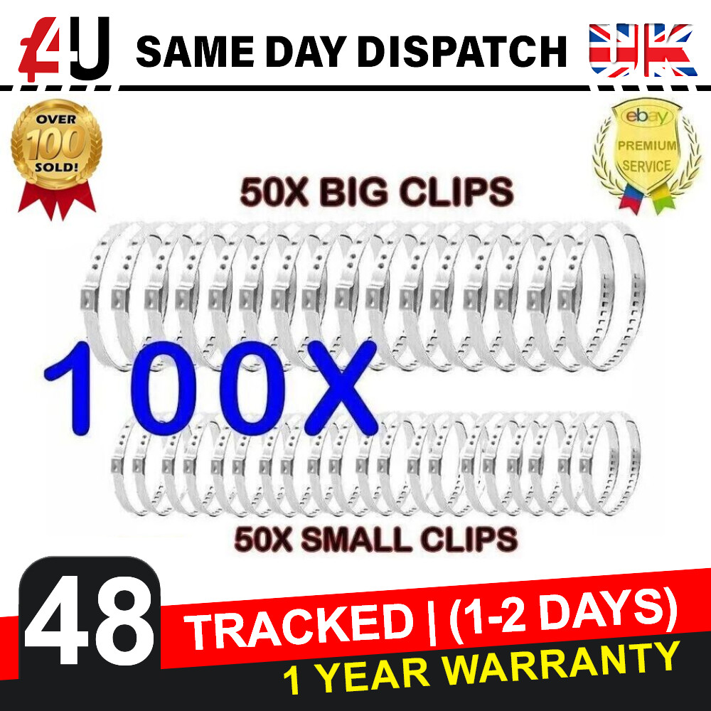 100X UNIVERSAL CV BOOT CLIPS KIT STAINLESS STEEL SET OF 100 CV JOINT CRIMP CLAMP