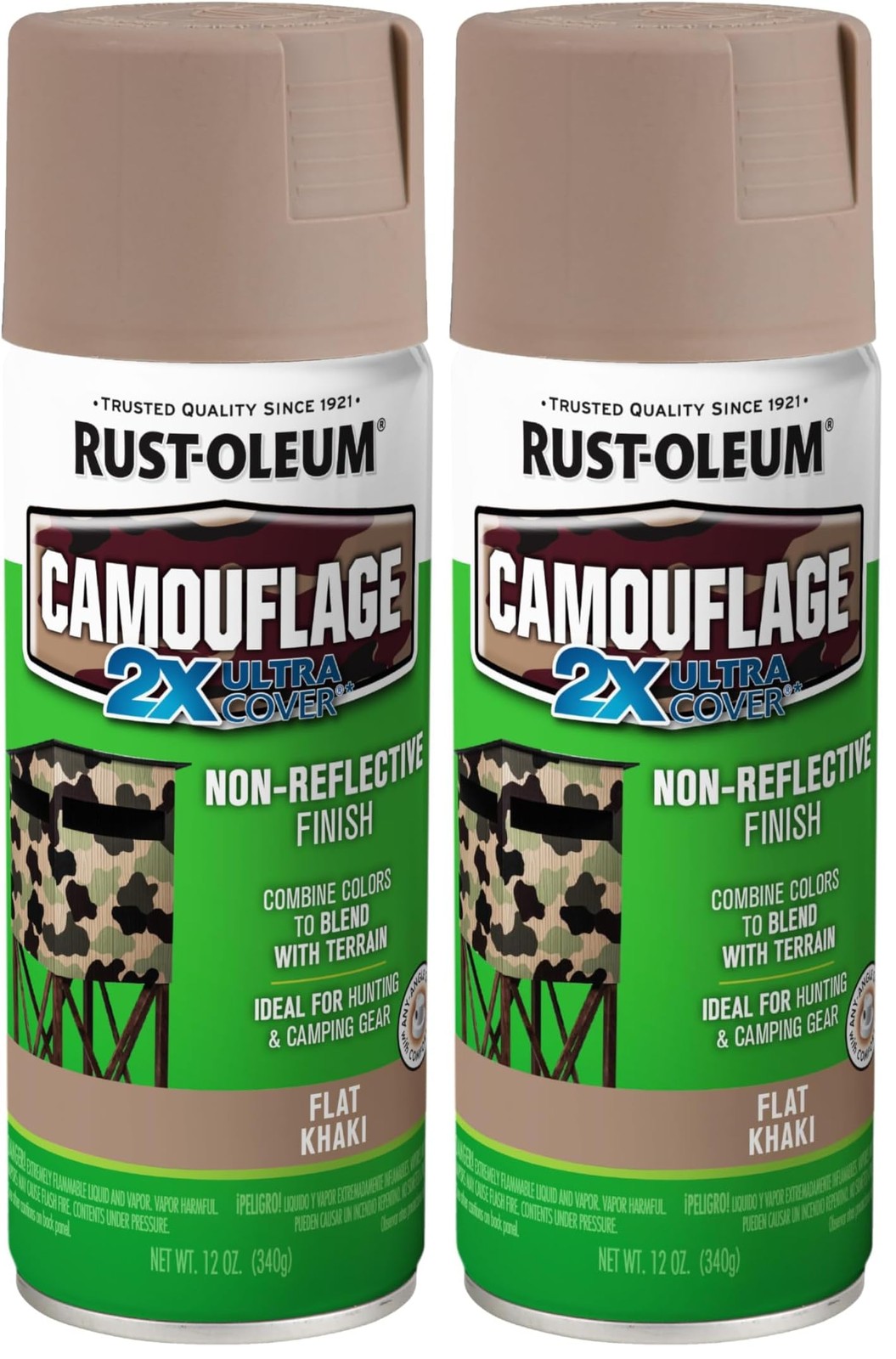 Rust-Oleum 279177 Camouflage 2X Ultra Cover Spray 12 Ounce (Pack of 2), Khaki