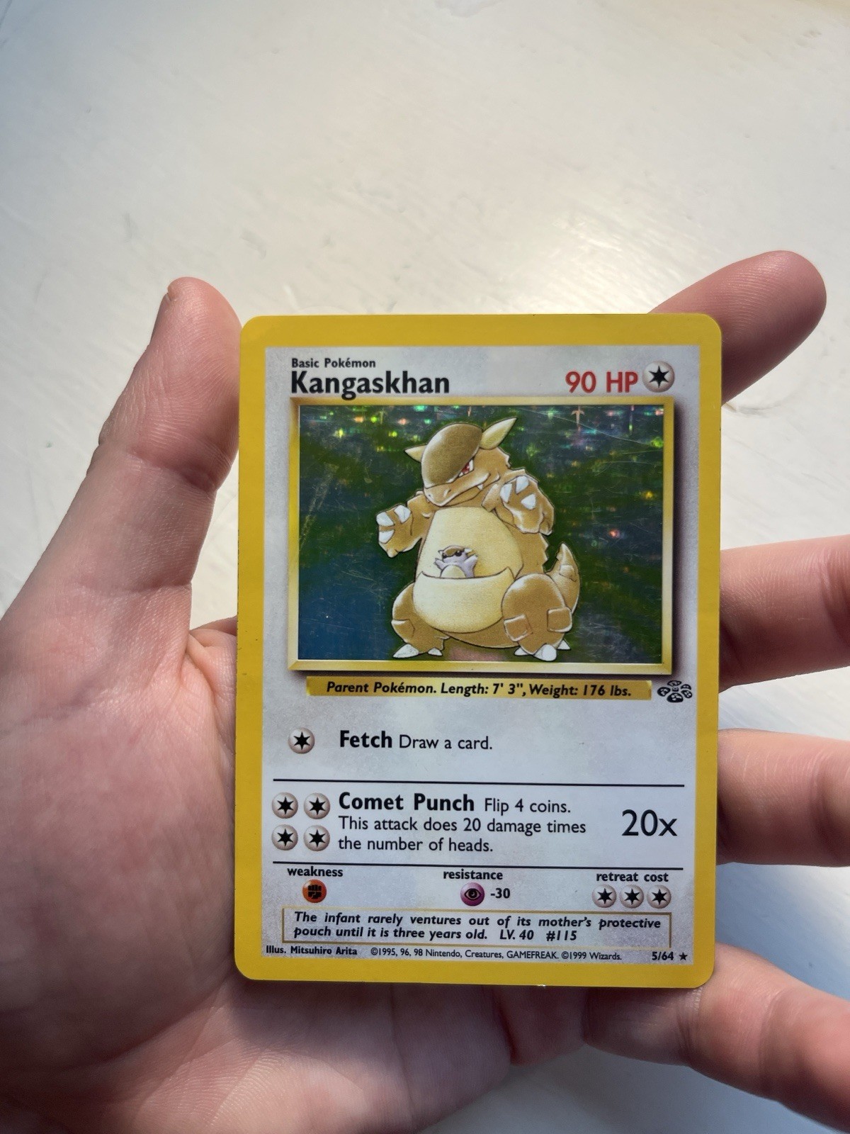 RARE HOLO Kangaskhan 05/64 Jungle Pokemon TCG card 1999 Wizards Of The Coast RARE HOLO Kangaskhan 05/64 Jungle Pokemon TCG card 1999 Wizards Of The Coast