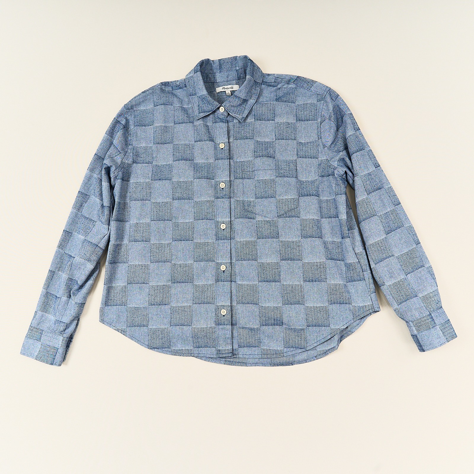 Madewell Shirt Womens Sz S Blue Denim Button Up Long Sleeve Cotton Poly Blend