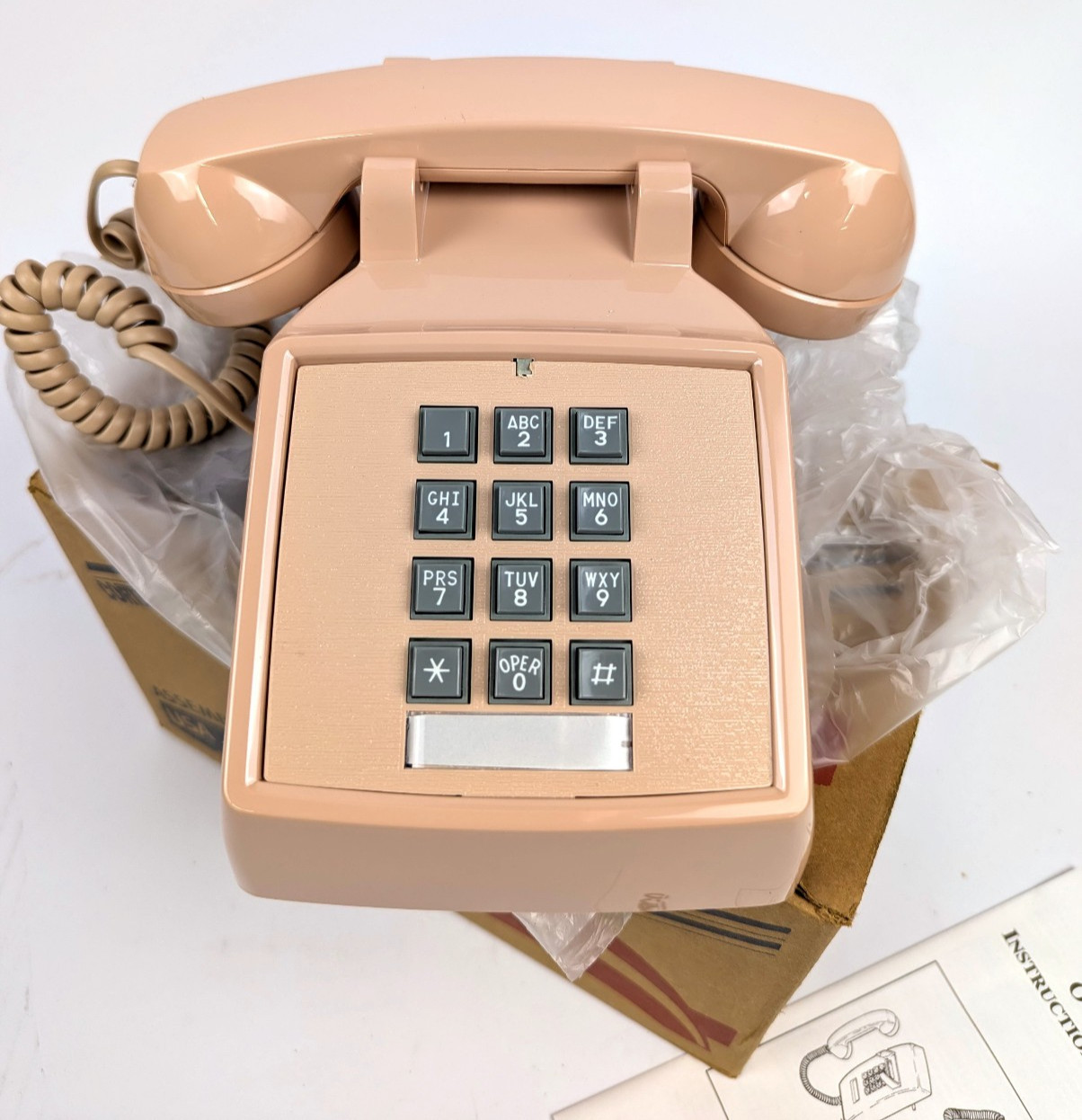 Vtg NEW Pink Beige Salmon Cortelco Push Button Telephone Desk Phone USA Vtg NEW Pink Beige Salmon Cortelco Push Button Telephone Desk Phone USA