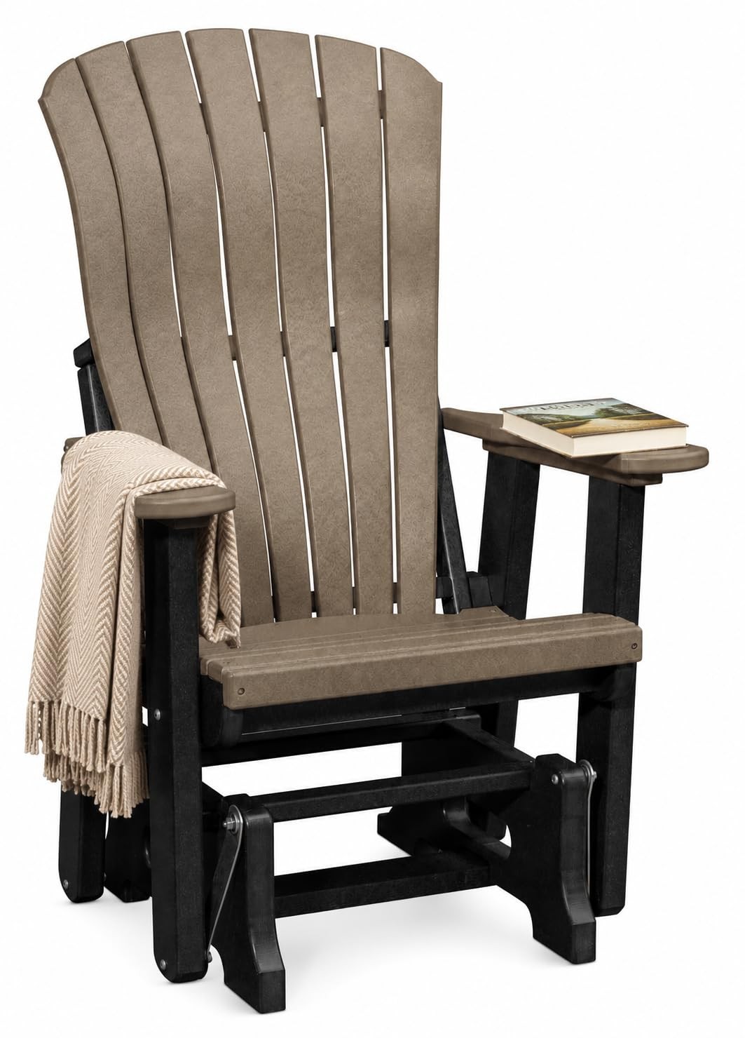 DutchCrafters | Comfy Porch Glider Chair | Amish Made USA | Weatherwood & Black