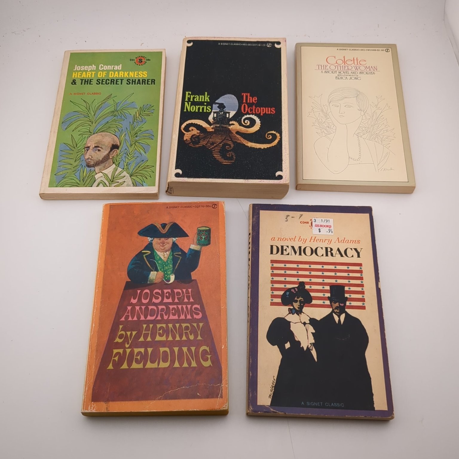 Signet Classic Lot 5 Books: Heart of Darkness, The Octopus, Joseph Andrews