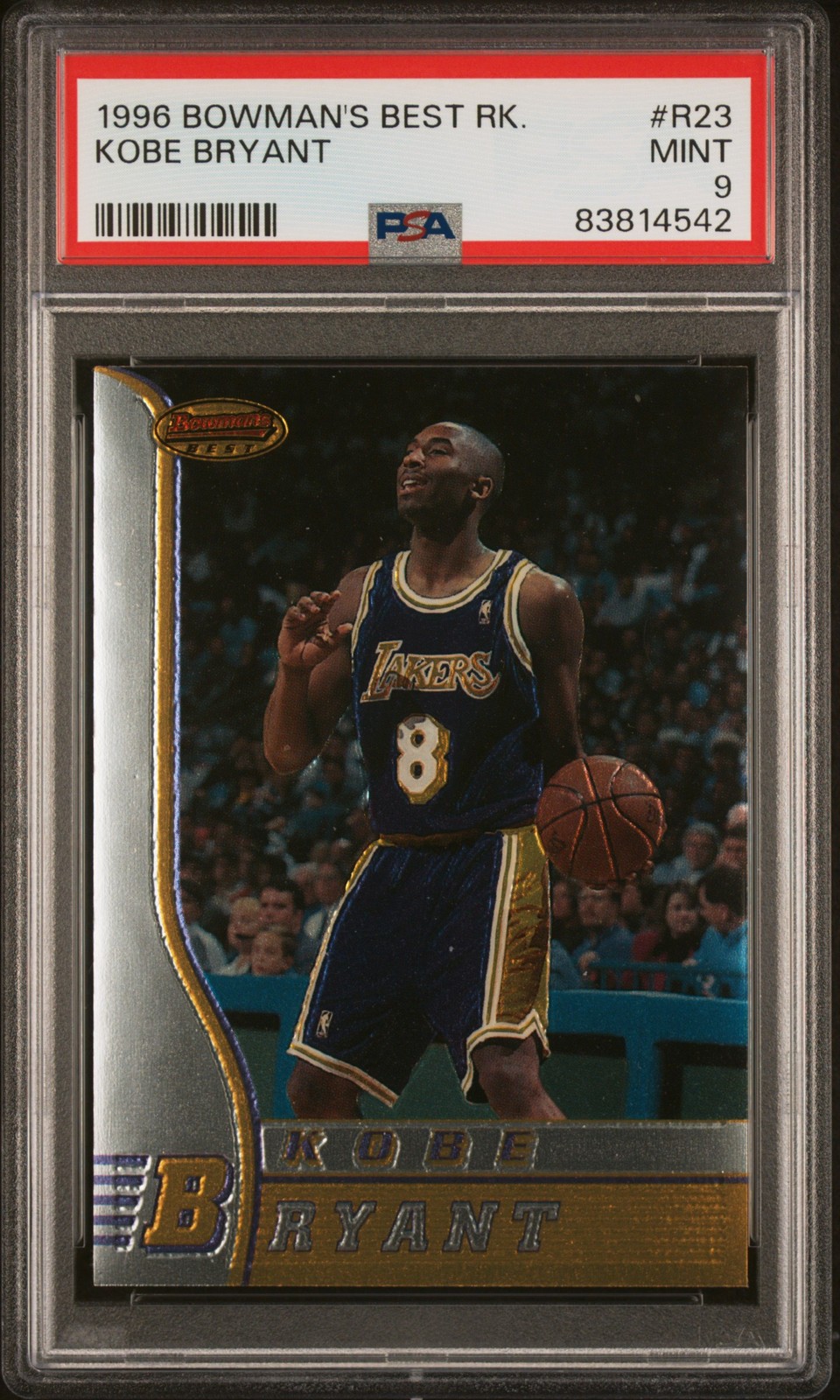 1996 Bowman's Best Rookie KOBE BRYANT #R23 RC Los Angeles Lakers PSA 9 Mint