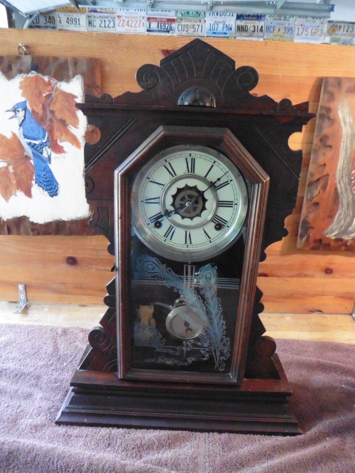 Antique Waterbury 8 Day Eastlake Parlor Clock Time Strike & Alarm Running w/ Key
