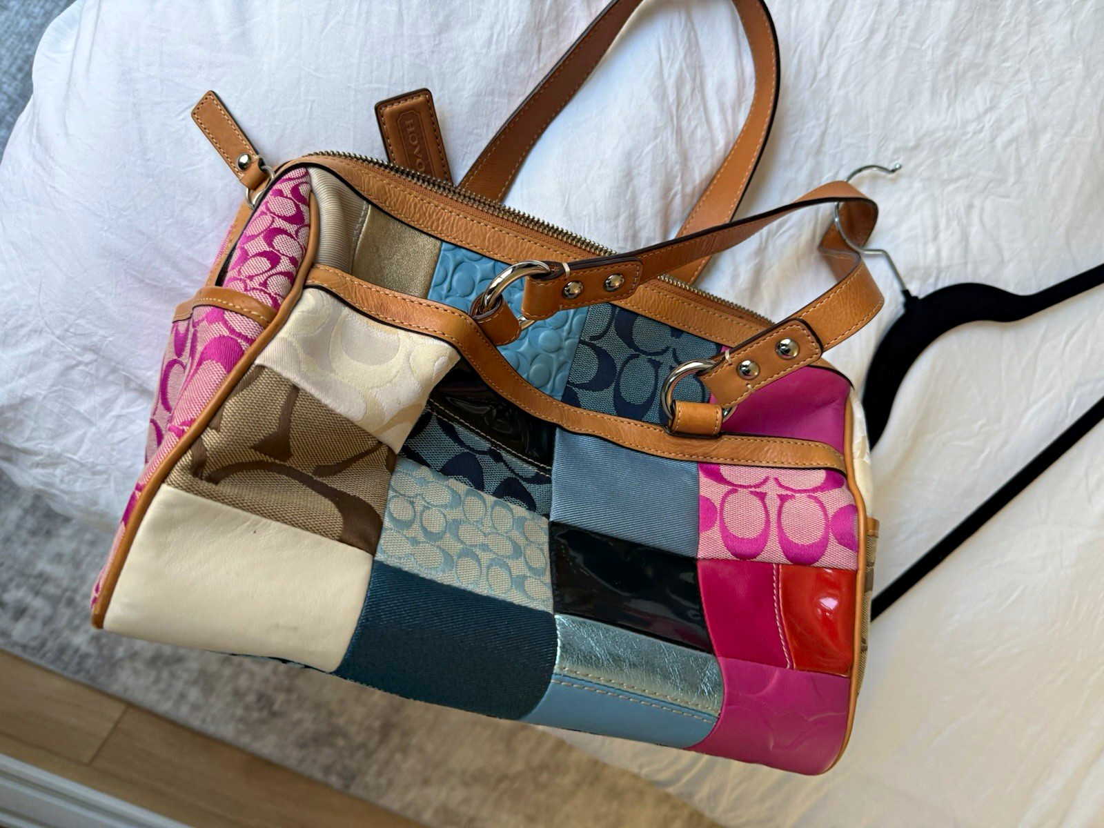 RARE Coach F14651 Multicolor Patchwork Satchel Spring 2010 Y2K Excellent