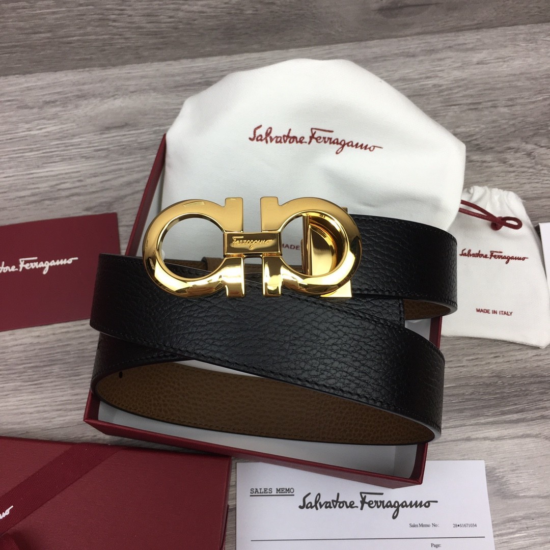 Salvatore Ferragamo Gancini Men\'s Reversible Leather Belt