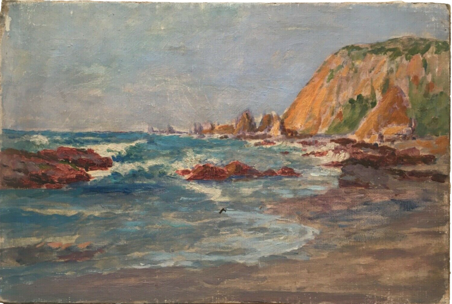 French Impressionism - Oil painting - Seascape Rocky coast in Brittany