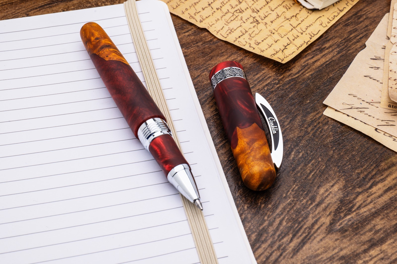 Conklin Spectra Fusion Limited Edition Rollerball Pen Burgundy Maple Wood Mint