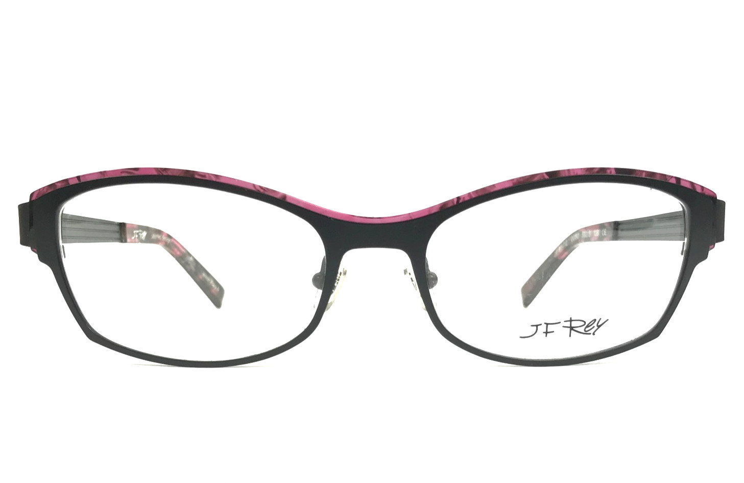 J.F. Rey Eyeglasses Frames JF2572 0080 Matte Black Pink Cat Eye 53-18-138