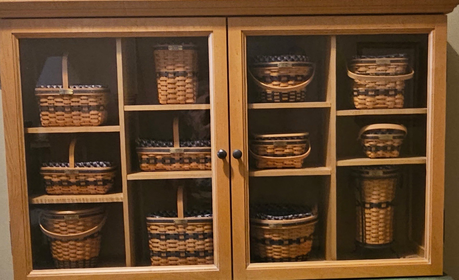 Longaberger J.W. Full Collection + Cabinet W/ 12 Baskets Liners And Protectors Longaberger J.W. Full Collection + Cabinet W/ 12 Baskets Liners And Protectors