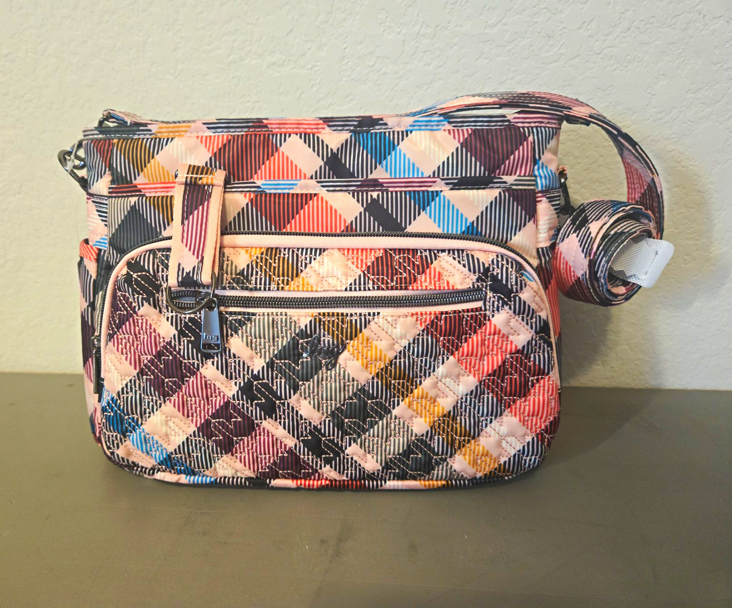 Lug Color Joy Shimmy SE Plaid Multicolor Shoulder Bag Adjustable Strap Pockets Lug Color Joy Shimmy SE Plaid Multicolor Shoulder Bag Adjustable Strap Pockets