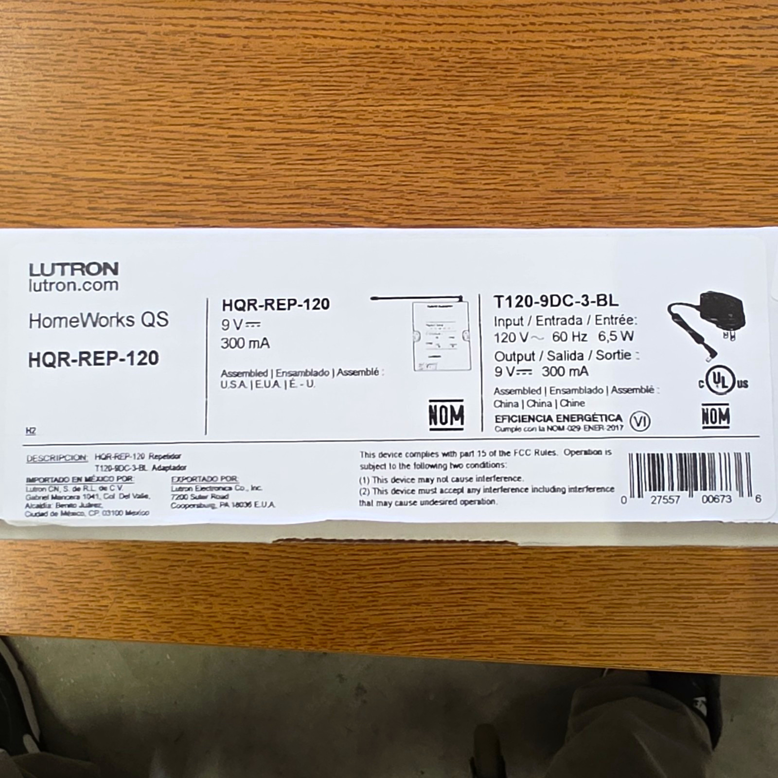 Lutron HomeWorks QS Repeater HQR-REP-120 White Wall Plug-In 120V 9V 300mA