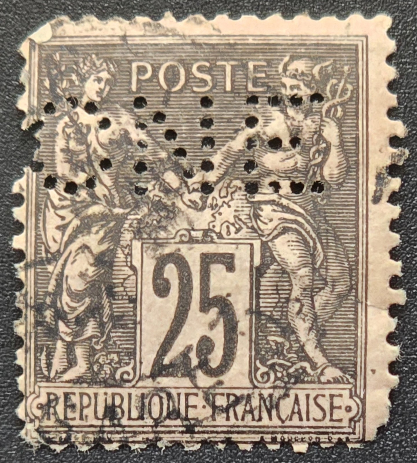 France - 1876–1900 Scott #96 Type Sage 25c Black on cream \ France - 1876–1900 Scott #96 Type Sage 25c Black on cream \