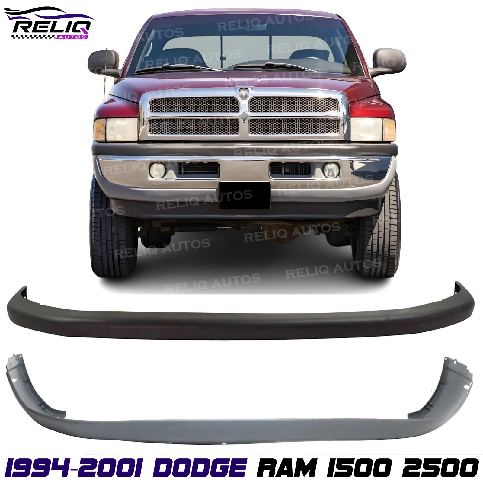 New Front Upper Lower Bumper Fascia For 1994-2001 Dodge Ram 1500  2500